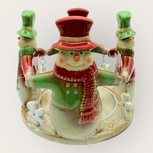 Yankee Candle Snowman Candle Holder Christmas Decor Ceramic Ronnie Walter Design - Picture 4 of 6